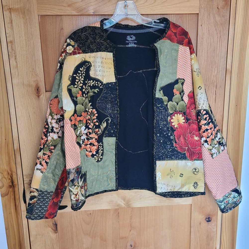 Fruit of the Loom MEDIUM Maximalist Patchwork Quilted Jacket‎ Artsy Cottagecore - Picture 9 of 9